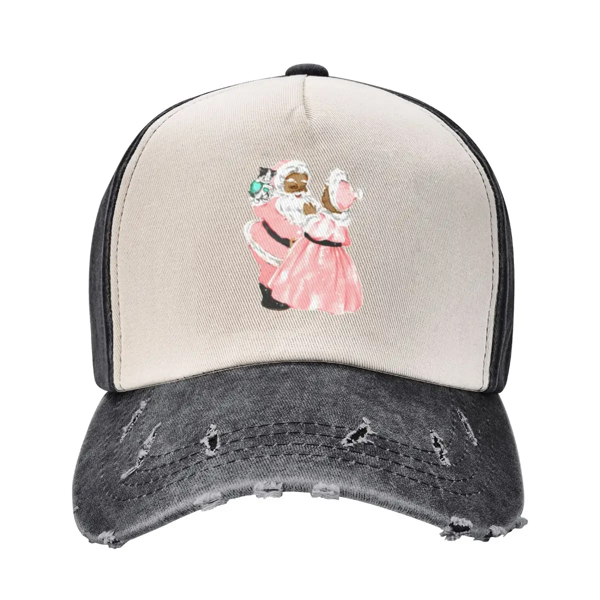 black santa and mrs claus blush pink vintage christmas dance Baseball Cap Hip Hop Hat Man Luxury For Girls Men's