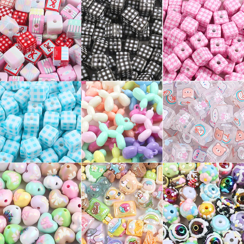 

2/5Pcs Assorted Hot Air Balloon Hand Painted Spacer Loose Beads Acrylic Cute Car Ice Cream Charms DIY Keychain Supplies Jewelry