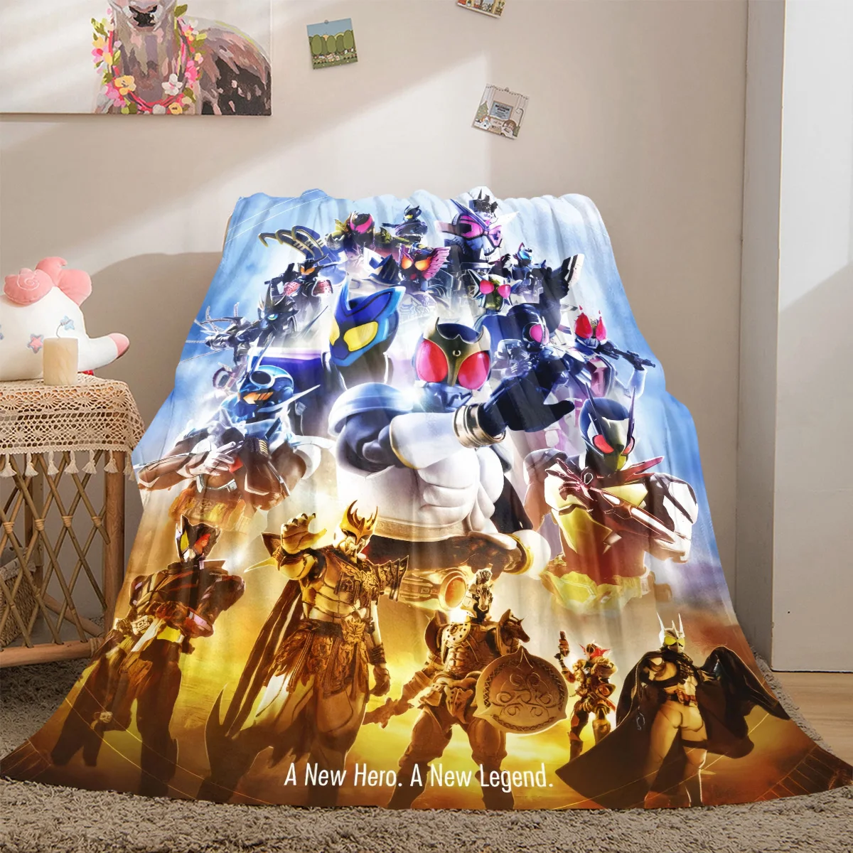 Kamen Rider Soft Flannel Throw Blanket Lightweight Fuzzy Blanket for Couch, Sofa,and Bed LXR82