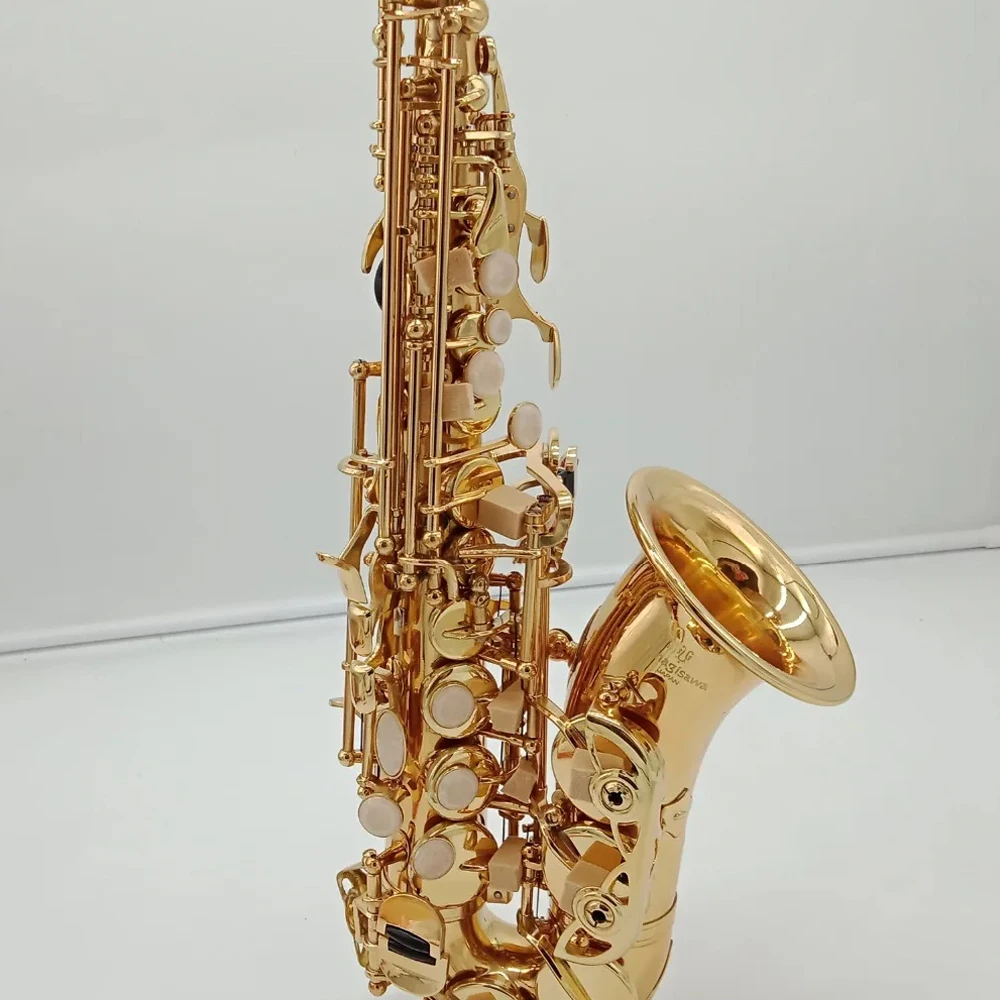 

High quality Bb Brass Curved soprano saxophone Scw020 Gold Professional playing instrument curved soprano sax with case