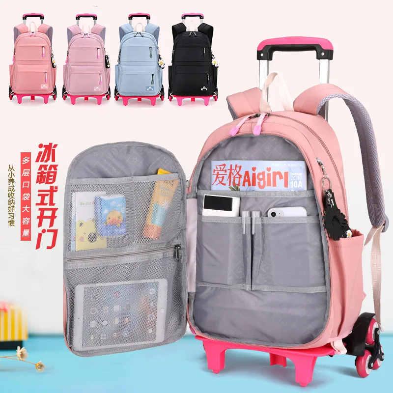 

Kids School Backpack with Wheels Rolling Backpack for Girls Student Wheeled Backpack Trolley School Bag Travel Trolley Luggage