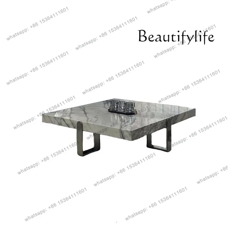 Italian light luxury minimalist light luxury marble square large flat modern living room coffee table