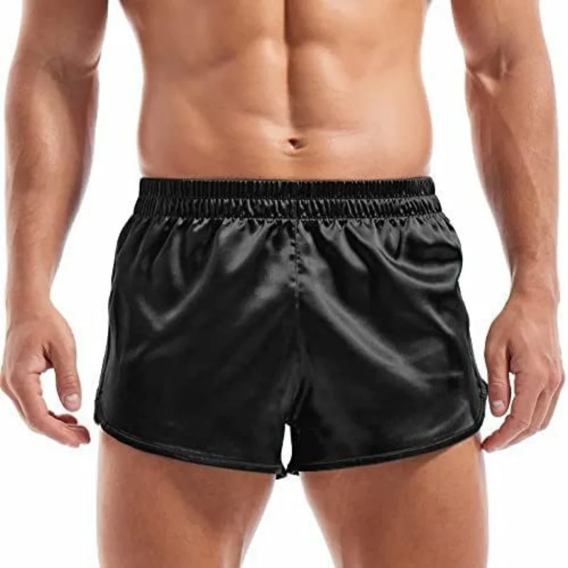 Men Satin Silky Loose Casual Shorts Homewear Sleep Lounge Pajama Shorts Beach Boxer Trunks