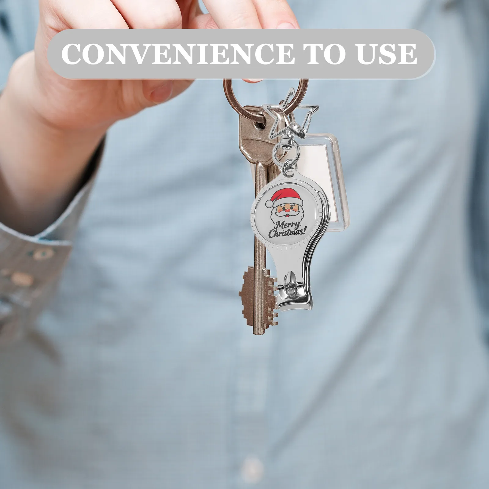 10Pcs Multifunctional Stainless Steel Nail Clipper Keychain Compact Bottle Opener for Travel Outdoor Christmas Party Favors Xmas