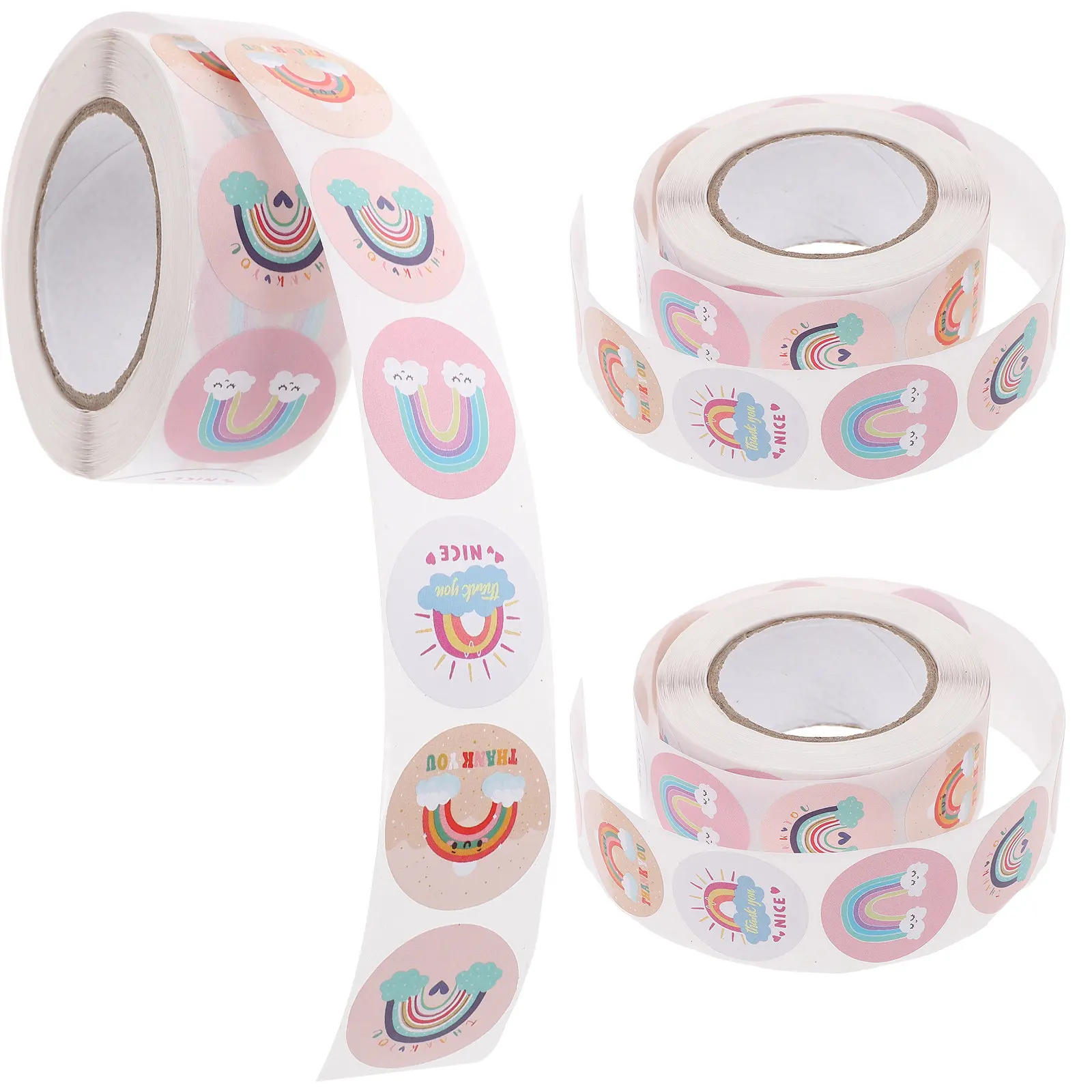 3 Rolls Decorative Round Thank You Sealing Stickers for Envelopes Small Business Packaging Baking Workshops Party Favors Gift - view 5