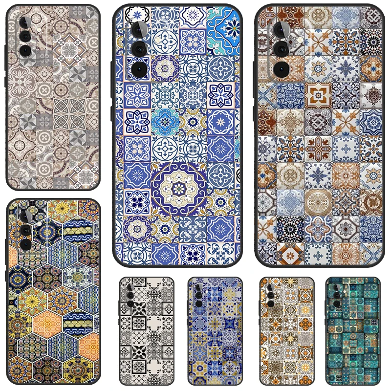 Boho Tile Mosaic Aesthetic Case For Samsung Galaxy A14 A54 A34 A12 A22 A32 A52 S A51 A71 A13 A23 A33 A53 A15 A25 Cover