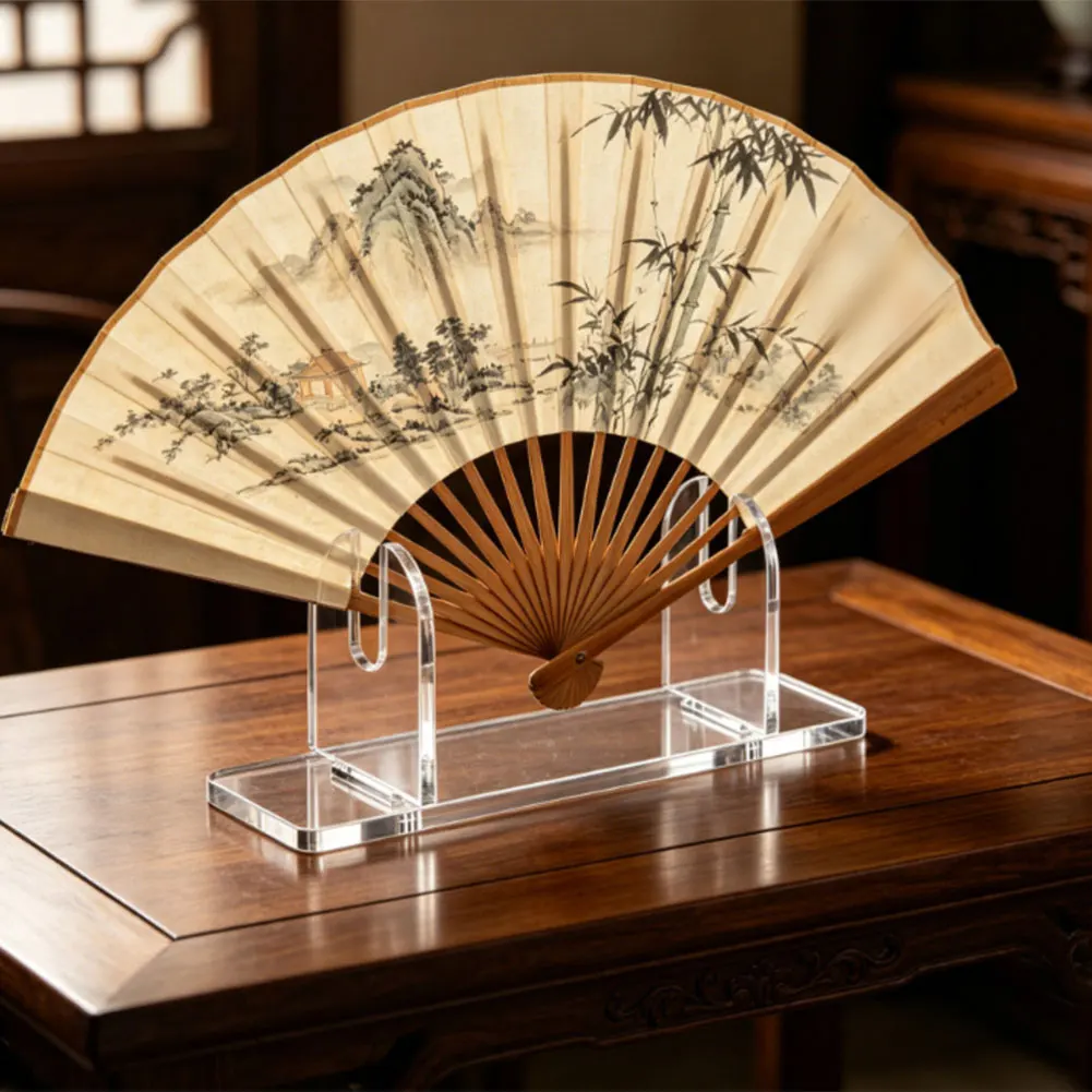Acrylic Fan Display Stand for Folding Hand Fans Clear Holder for Tabletop Fan Arrangement in Performance Venues