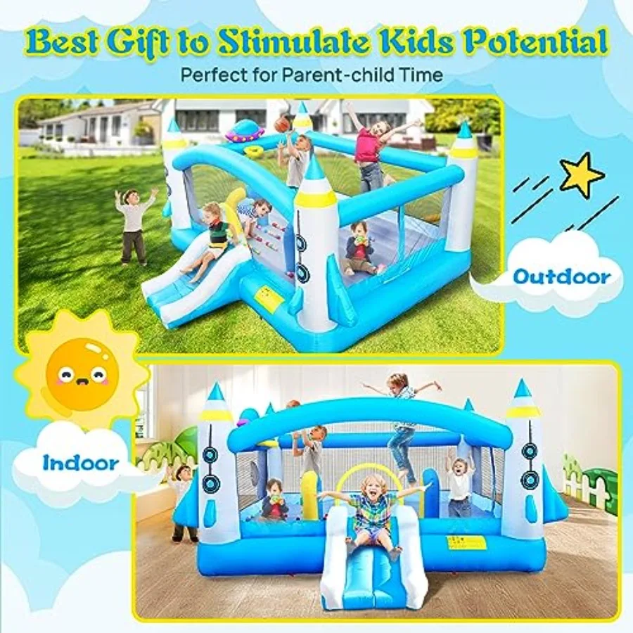 16.5x15FT Inflatable Bounce House Big Bouncy Castle with Water Slide for 310 Multifunctional Jump'n Bouncer House Family with A