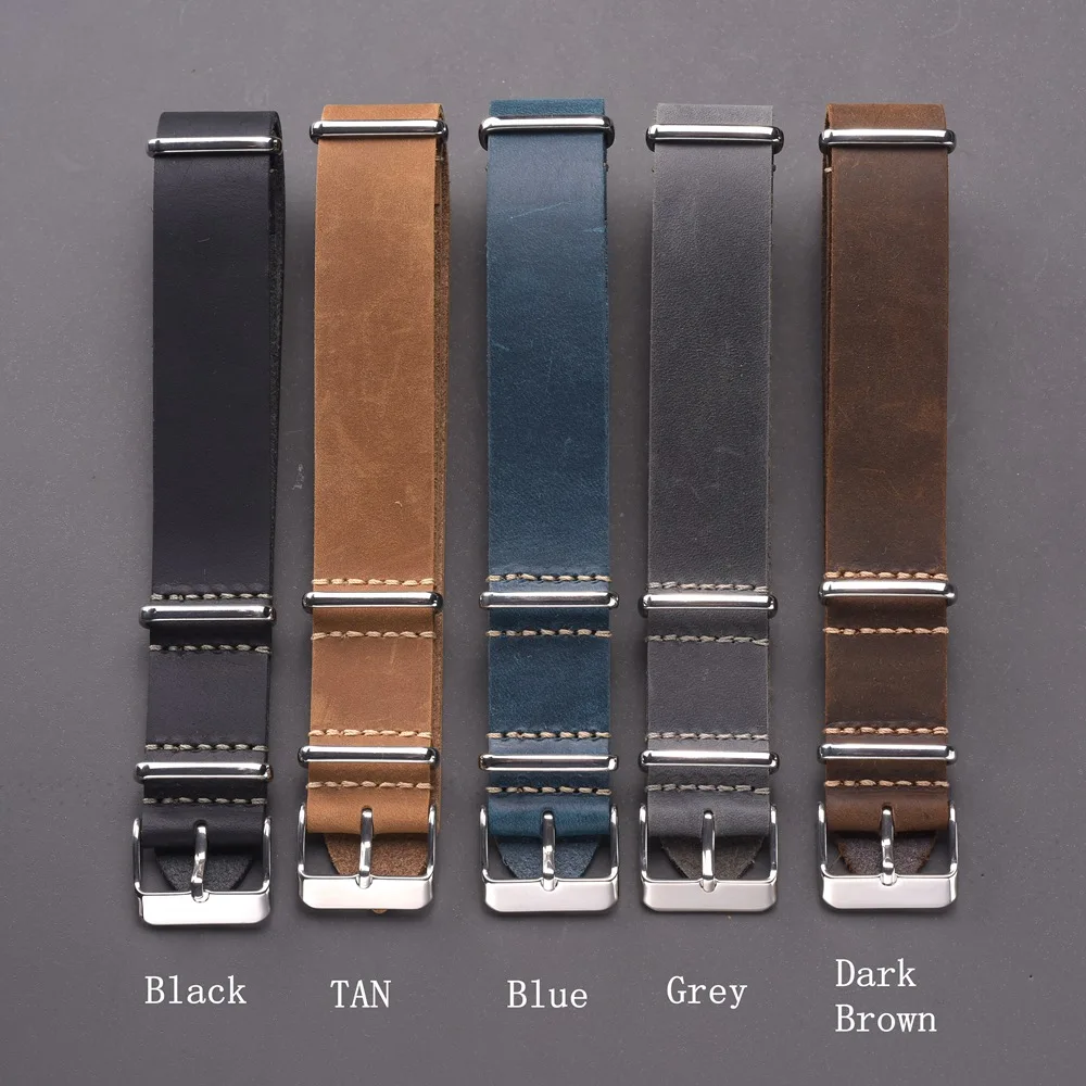 EACHE Watch Straps High Quality Vintage Genuine Leather Watchband for Military Watch 18mm 20mm 22mm Wholesales