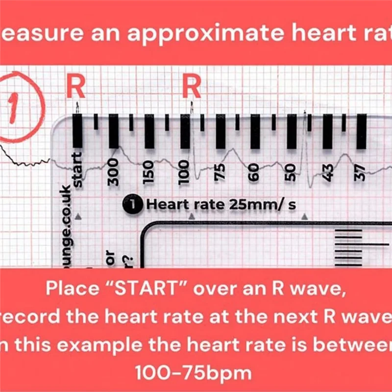 AED5-ECG 7 Step Ruler ECG Ruler Plastic Ruler Measuring Tool For ECG/EKG Interpretation Easy-To-Carry With 1 Protect Sheath