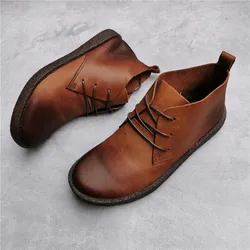 Old style men's boots short boots cowhide shoes outdoor work shoes