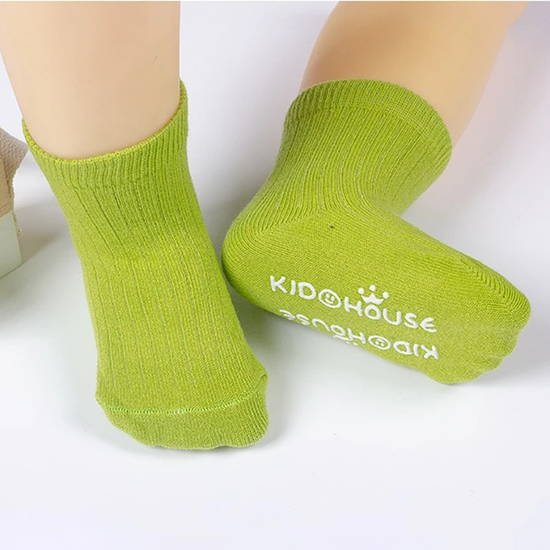 3 Pairs/lot 0-3Y Baby Socks Spring Autumn Pure Cotton Floor Socks Non Slip Middle Tube Kids Socks Cute Pinkycolor Newborn Socks
