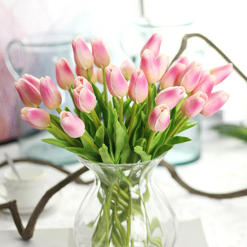 1PC PU Tulip Artificial Flower Real Touch Mini Tulip Home Wedding Decoration Flower
