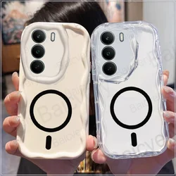 Case For OPPO Realme C75 4G C75X 14X C71 C73 Wavy Edge Solid Color Cover with Magnetic Wireless Charging