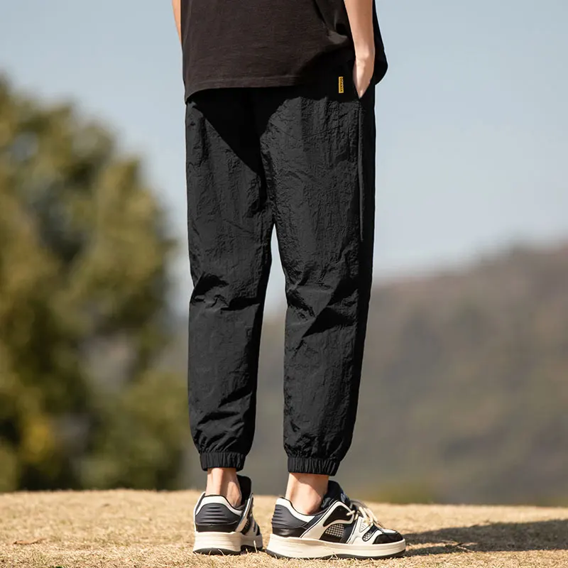 Summer Ultra-thin Men's Harem Pants Quick Dry Elastic Cuff Jogger Loose Casual Taper Ankle Length Trousers Streetwear Male 5XL