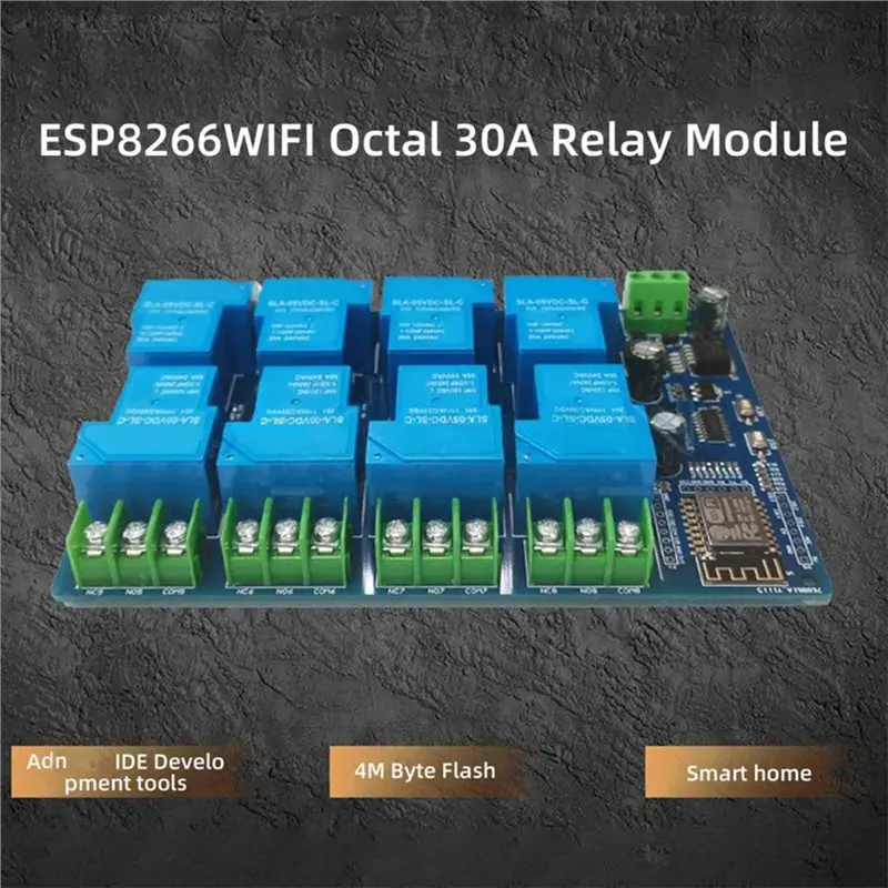 ABFU- ESP-12F Development Board 8 Channels DC 7-28/5V 30A Wifi Relay Module For DIY Smart Home And Industrial Control