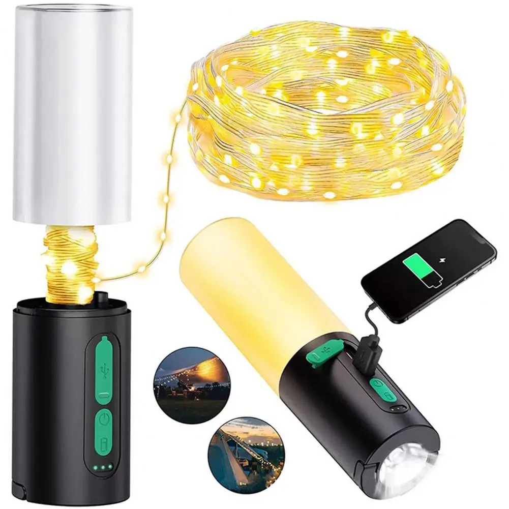 

Camping Light With String Lights, Rechargeable Flashlight , IP44 Waterproof Camping Light, Portable Lantern Flashlight