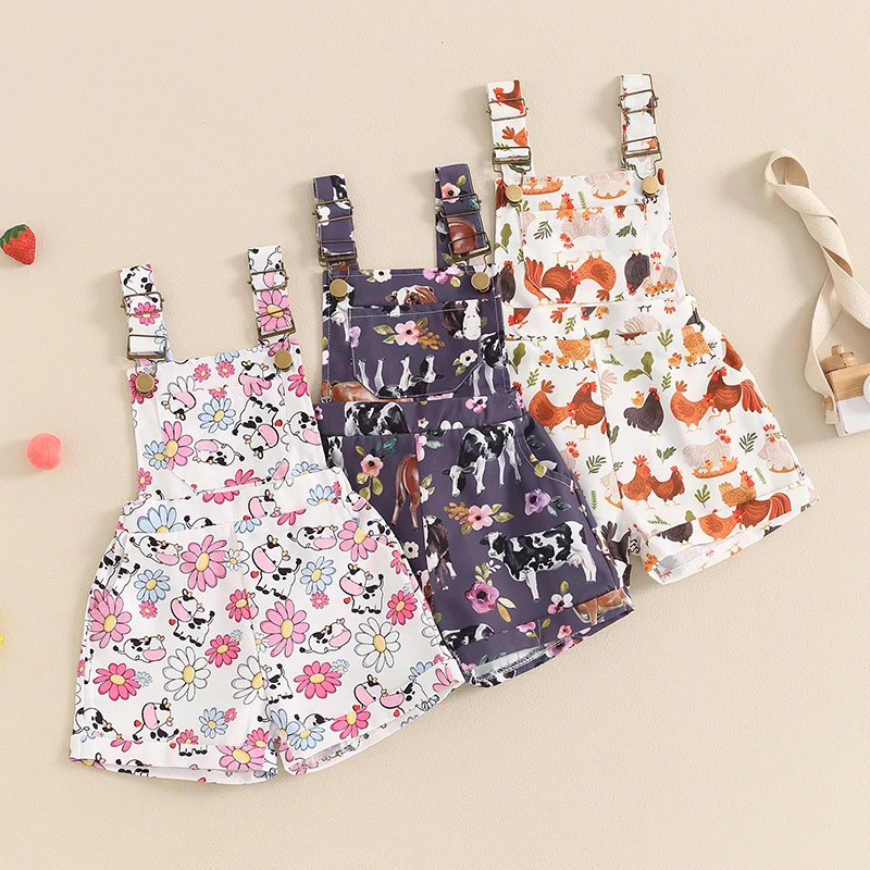 Toddler Baby Girl Clothes Cow Overalls Suspender Shorts Romper Jumpsuit Girls Summer Outfit Clothing