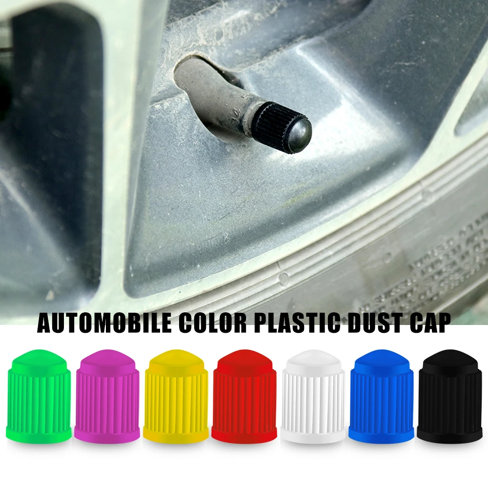 100Pcs/Set Plastic Car Truck Bike Tyre Tire Wheel Valve Stem Caps Dust Cover Auto Motorcycle Airtight Stem Air Caps High Quality