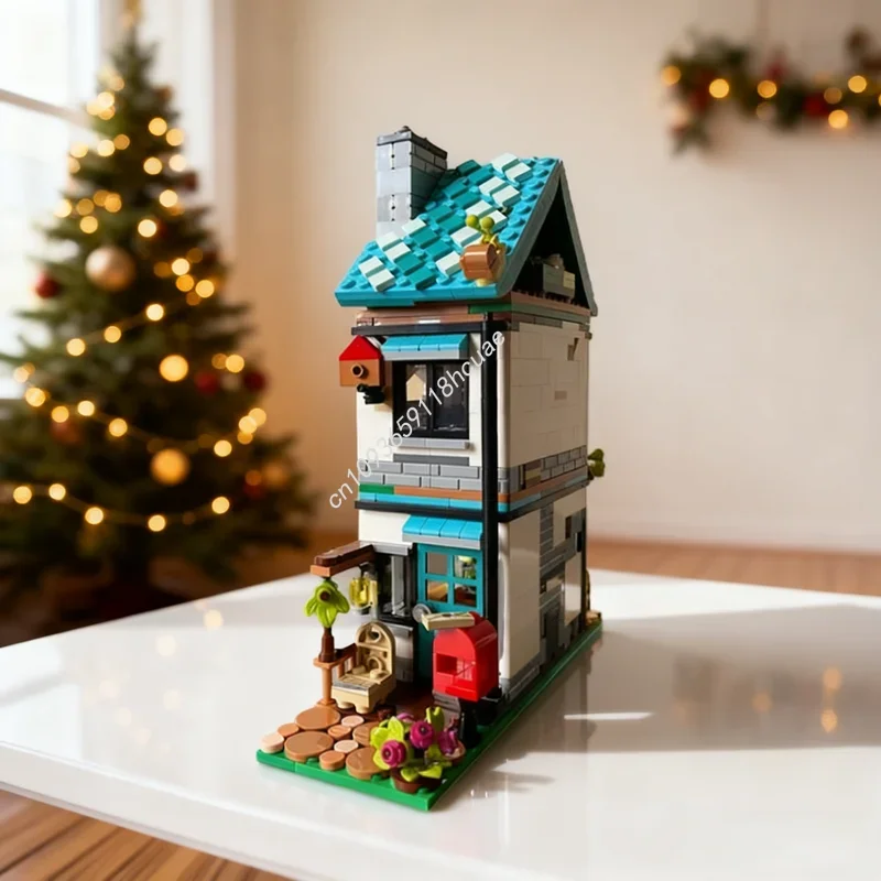 619pcs MOC 아늑한 집 모듈형 대체 모델 빌딩 블록 장난감 조립 크리스마스 선물 DIY 창의적인 브릭 키즈