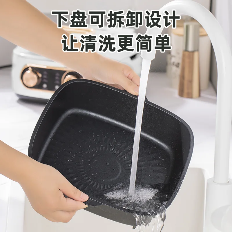 Detachable Multi-Functional Electric Cooking Pot Deepened Pan For Hot Pot Barbecue Frying Steaming Household Use