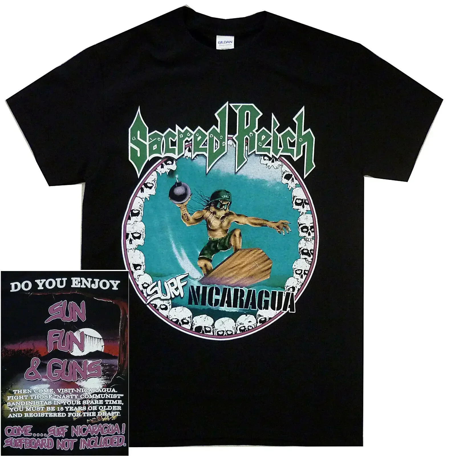 تي شيرت Sacred Reich Surf Nicaragua تي شيرت Thrash Metal Band Tshirt #1