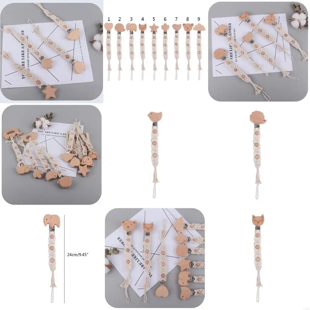 

Детская пустышка для прорезывания зубов, зажим из бука, хлопковая веревка, вязанная крючком цепочка для соски, держатель для для