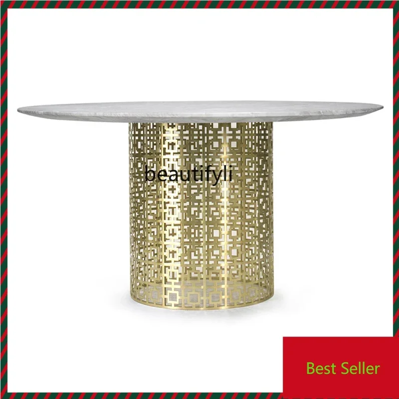 

G1218 G1218 American light luxury high-end dining table marble rectangular dining table and chair combination negotiation table