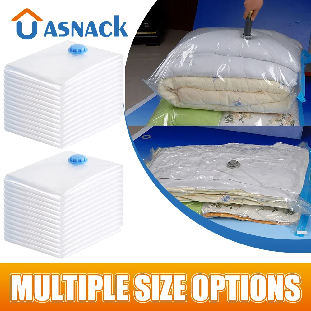 Vacuum Bag Clothes Storage Bag Transparent Folding Compressed Organizer Travel Convenient Space Saving Seal Packet With Valve