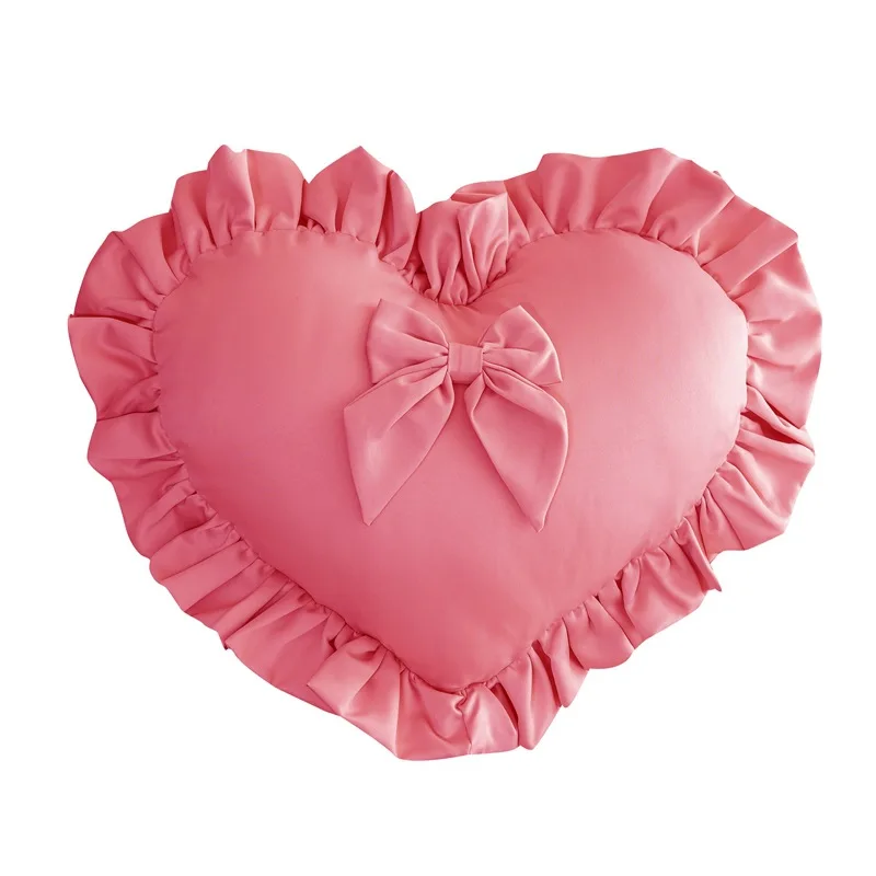 Lovely White Black Pink Heart Cushion Girl Room Decor Ruffled Love Heart Shape Sofa Cushion Pillow Kids Room Baby Shower Gifts