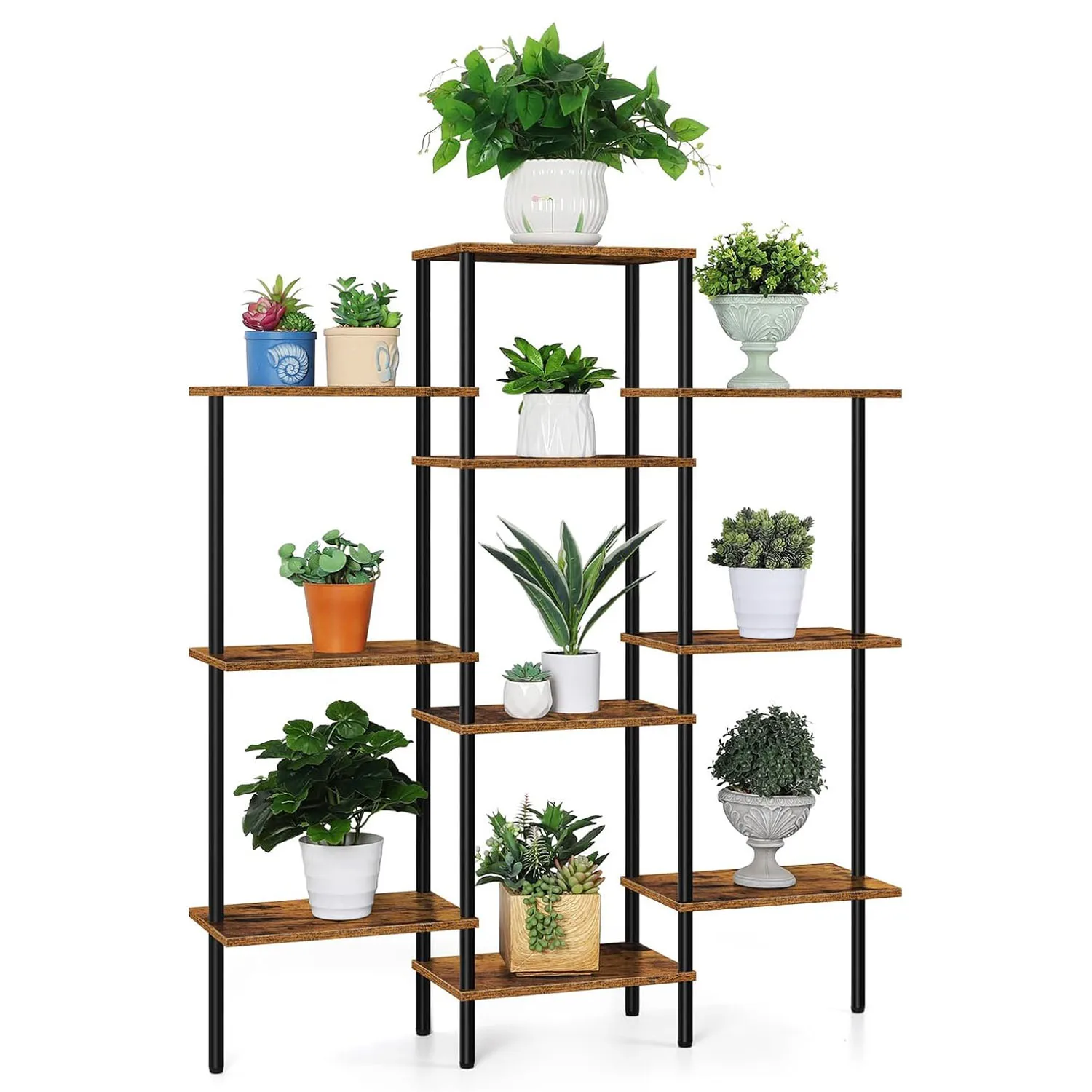 

Indoor/Outdoor Plant Stand, Corner Display Rack for Flowers. Ideal for Living Room, Patio, Porch, Balcony, and Garden Use.