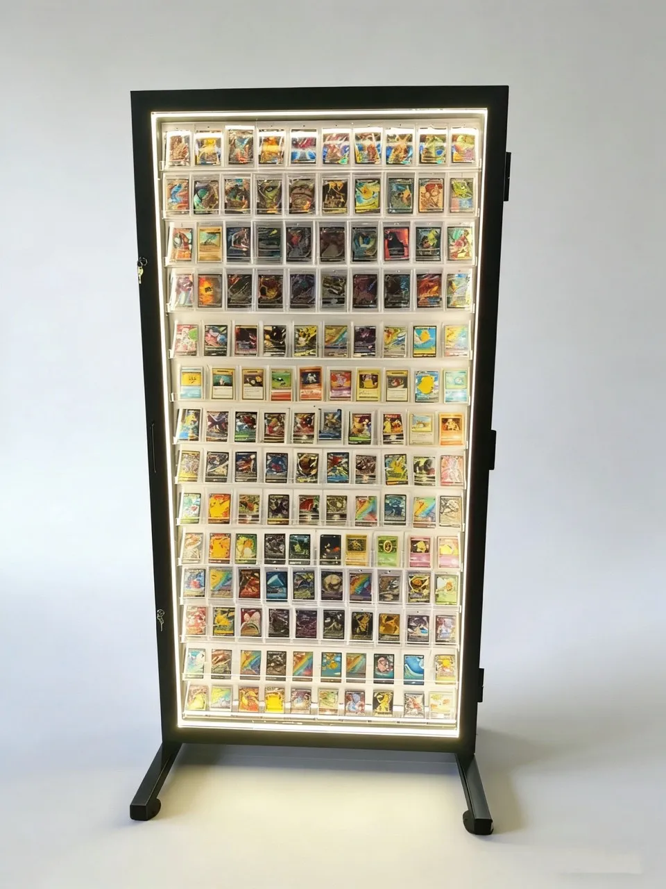 Premium LED-Lit Aluminum Alloy Graded Card Display Cabinet Clip Secure Showcase for Valuable Collectible Cards Retail Stores