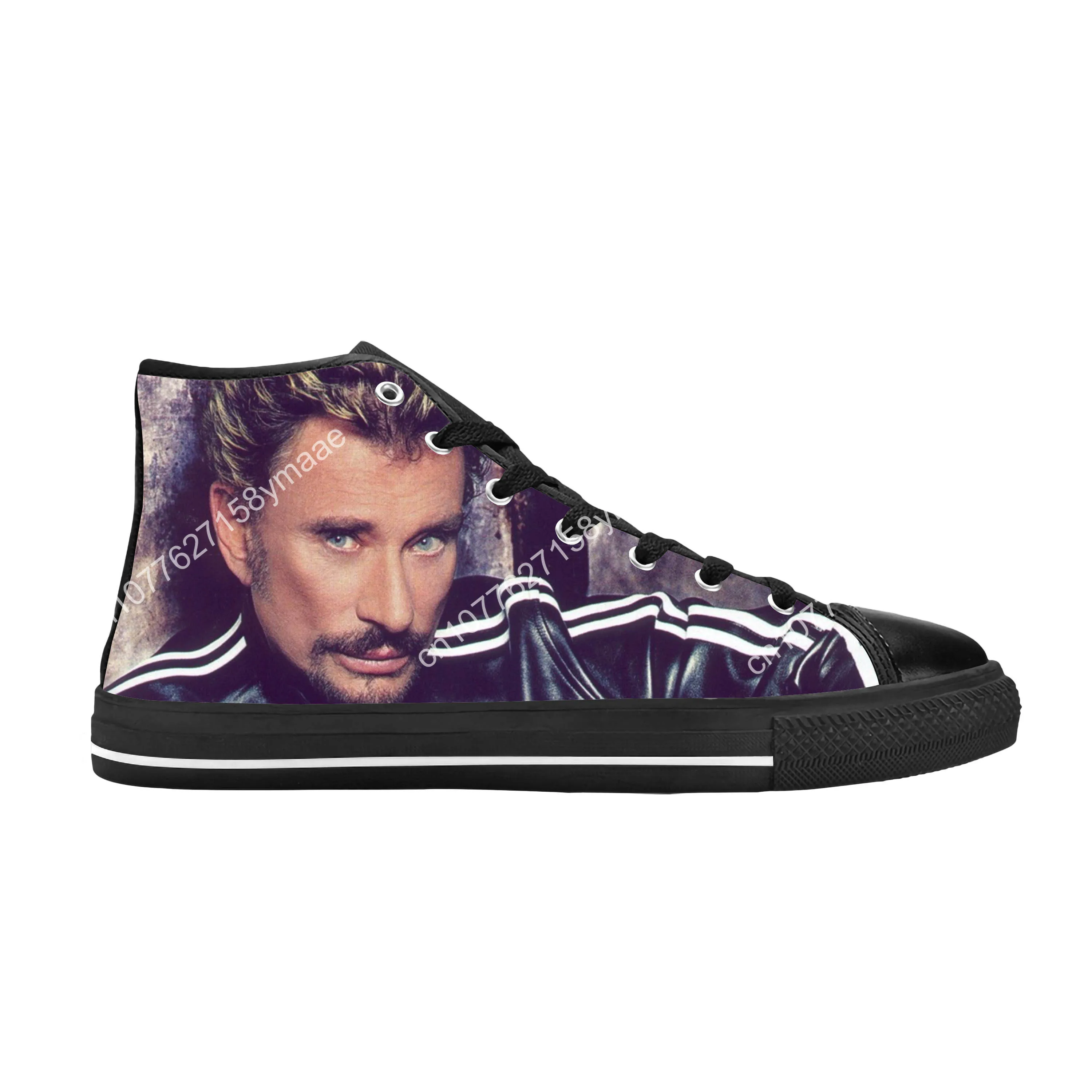 Hot France Johnny Hallyday Rock Star Singer Music Casual Cloth Shoes High Top Comfortable Breathable 3D Print Men Women Sneakers