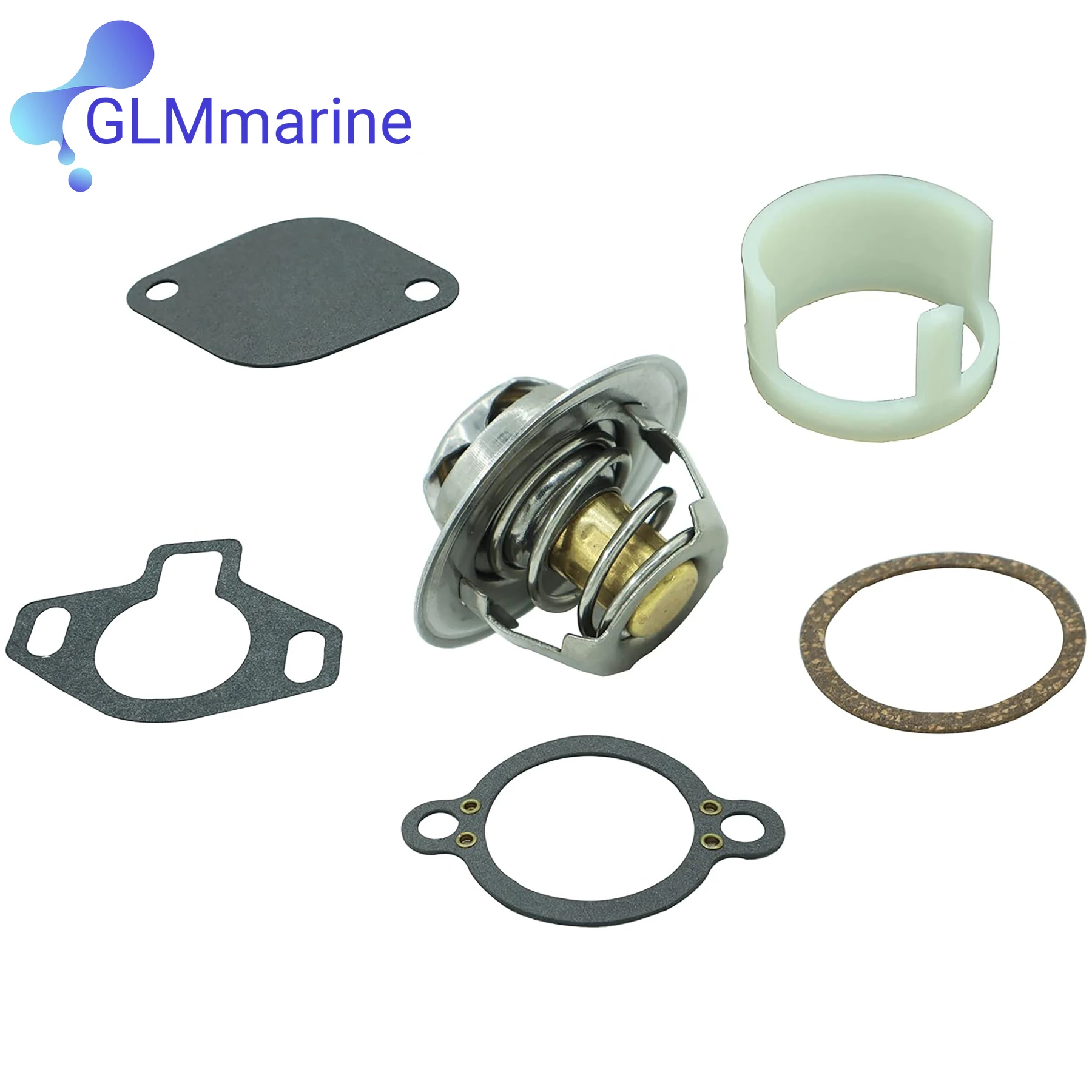 71℃ 160°F Thermostat Repair Kit 807252Q5 W/ Gasket Fits for Mercruiser V6 V8 4.3L 5.0L 5.7L 7.4L 8.2L 1987-UP Sierra 18-3647