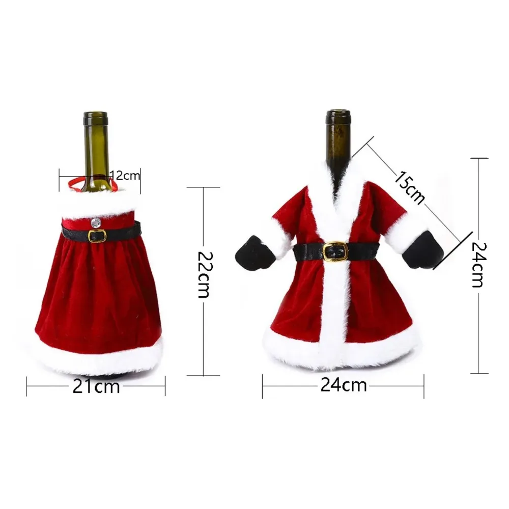 Creative Christmas ชุดขวดไวน์ชุดกํามะหยี่สีทองขวดไวน์ครอบคลุมแขน Santa Snowman คริสต์มาสปีใหม่อาหารค่ําตกแต่งตาราง