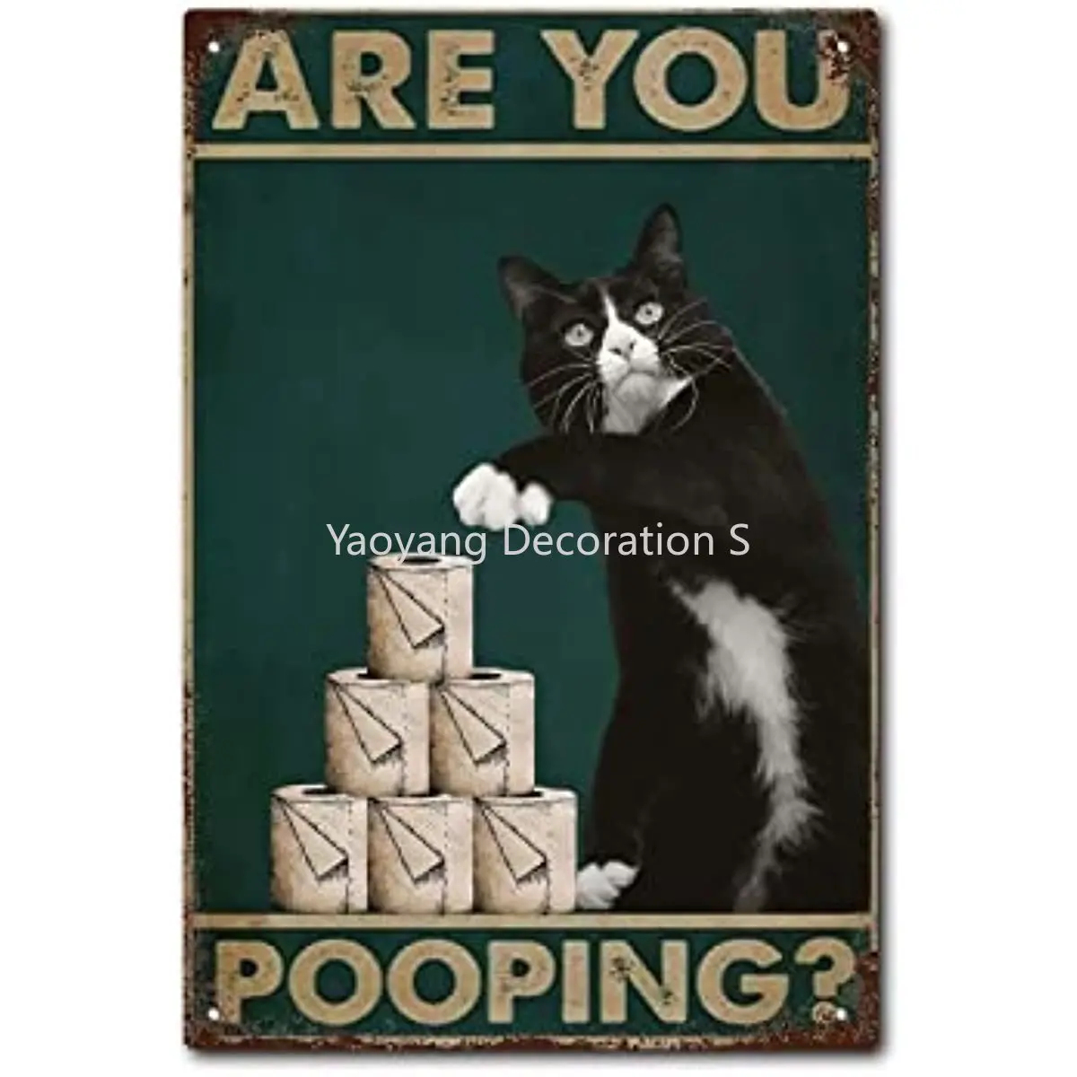 

are You Pooping Black Cat Bathroom Funny Novelty Funny Metal Sign Vintage Tin Sign Decor for Kitchen Home Club Sign Gift Plaque