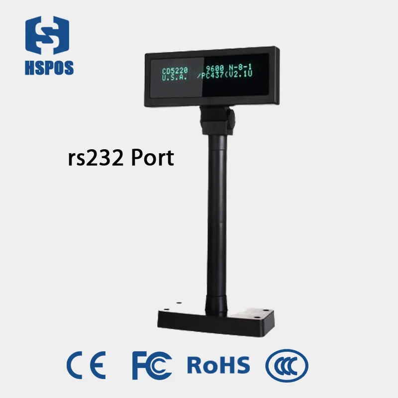 

HSPOS 20*2 VFD Customer Display Widely Used for Pos System RS232 Interface in Supermarket Retail HS-VFD2200