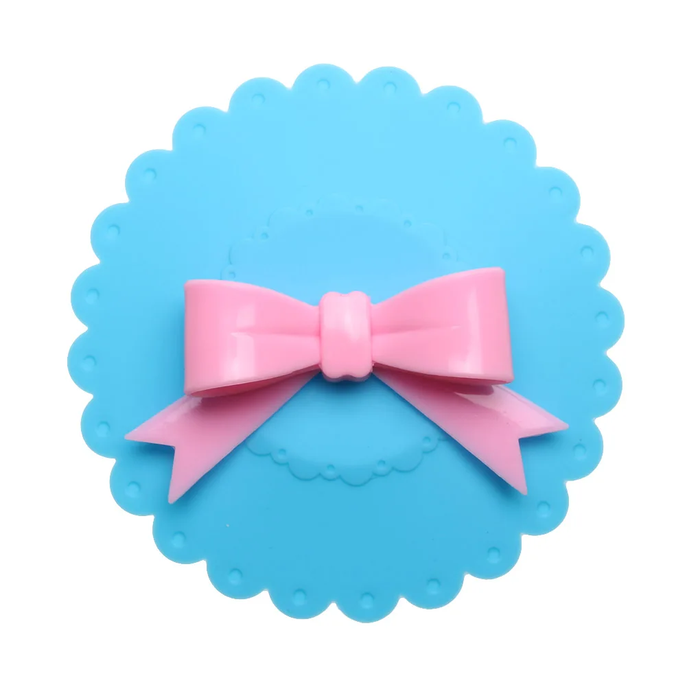 1pc Bowknot Silicone Cup Cover Anti-dust Leak-proof for Hot Cold Drink Mugs Lid Drinking Glasses White Blue Pink Coffee