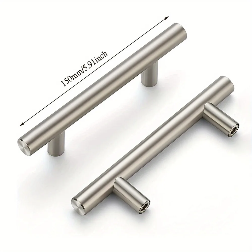 Kitchen Handle Stainless Steel T Bar Door Pull 150mm Cabinet Knobs and Handles Silver Furniture Handle