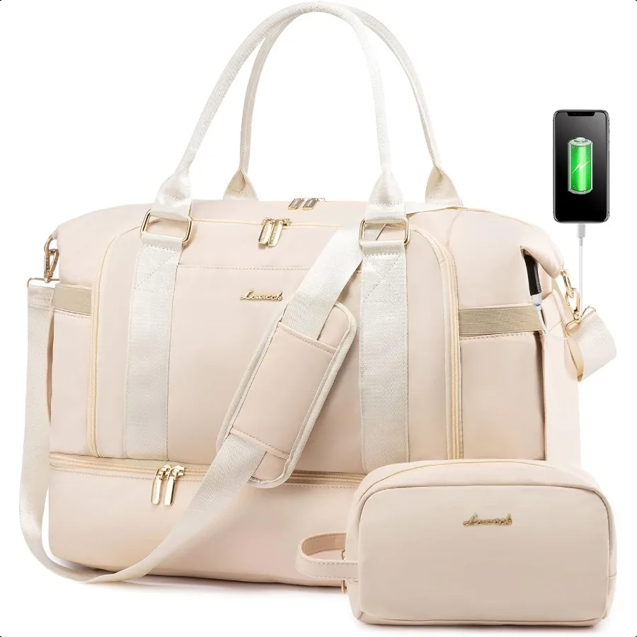 

Gym Bag for Women Travel Duffel Bag with USB Charging PortWeekender Bags for Women with Shoe Compartment Carry on Overnight Bag