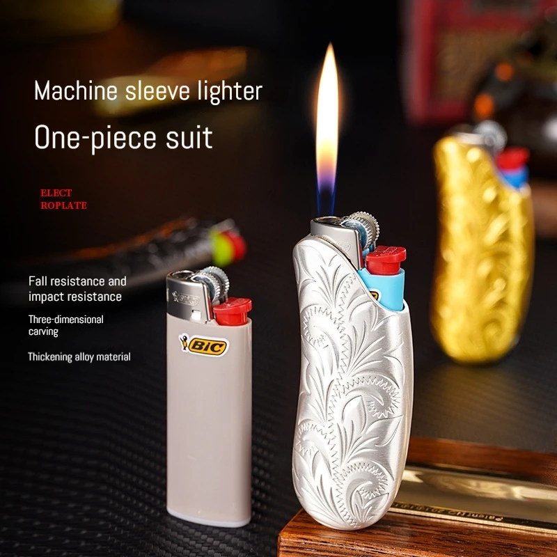 Creative Banana Shape Golden Armor Bic Bic J5 Lighter Case Shell Gas Lighter Portable Shell Accessories