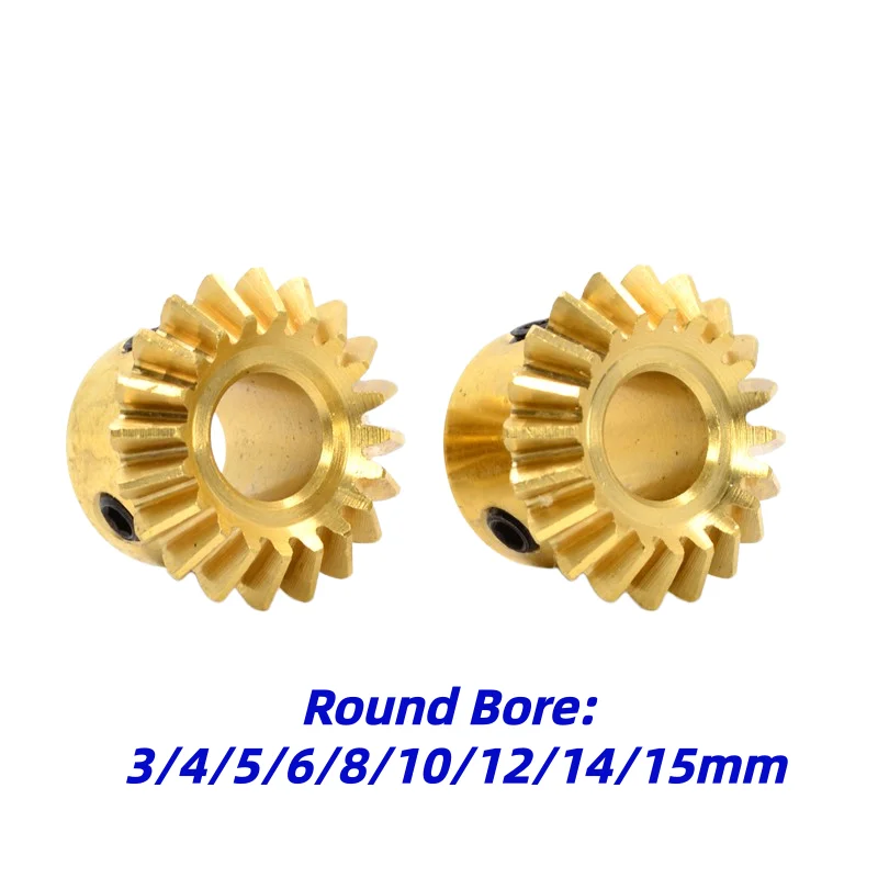 1pc 1:1 Brass Bevel Gear 0.5M 0.8M 1M 1.5M Module 15/20/25/30 Teeth 90 Degree Meshing Conical Gear Bore 3 4 5 6 8 10 12 14 15mm