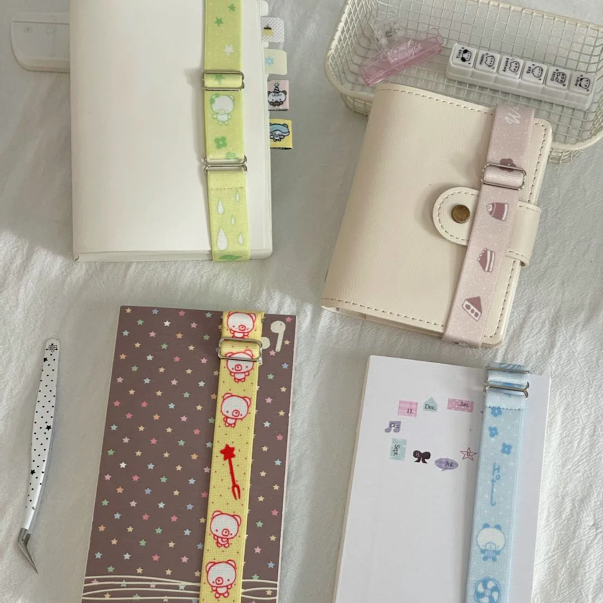 Cute Adjustable Elastic Band for Journal Fits A7 M5 A6Per A5 B6 All Sizes Storage Strap Anti Bulging Notebook Cover WAKAWAKA - view 2