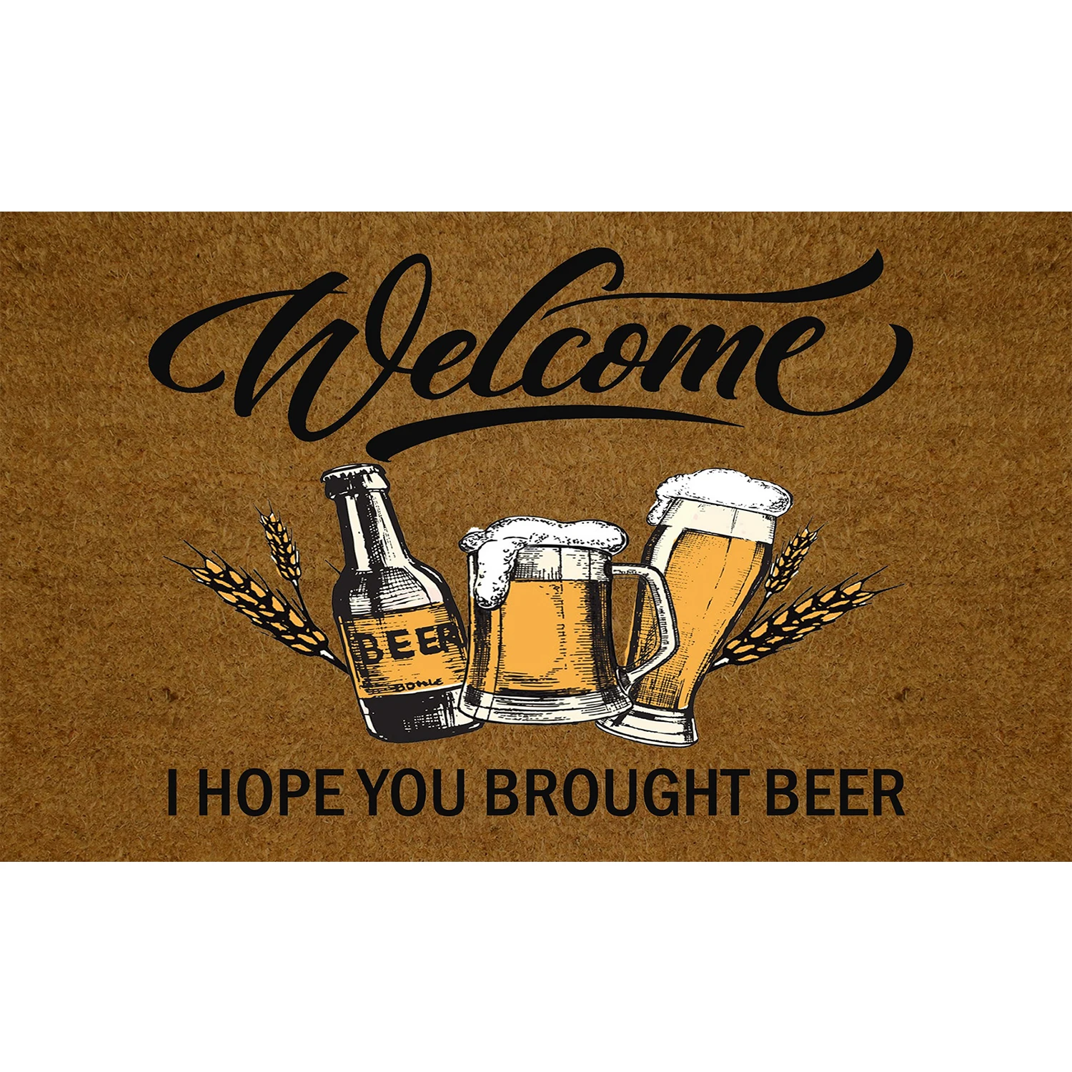 

Welcome I Hope You Brought Beer Doormat Rubber Funny Mats for Entryway Door Mat Indoor Outdoor Waterproof Floor Foot Mat