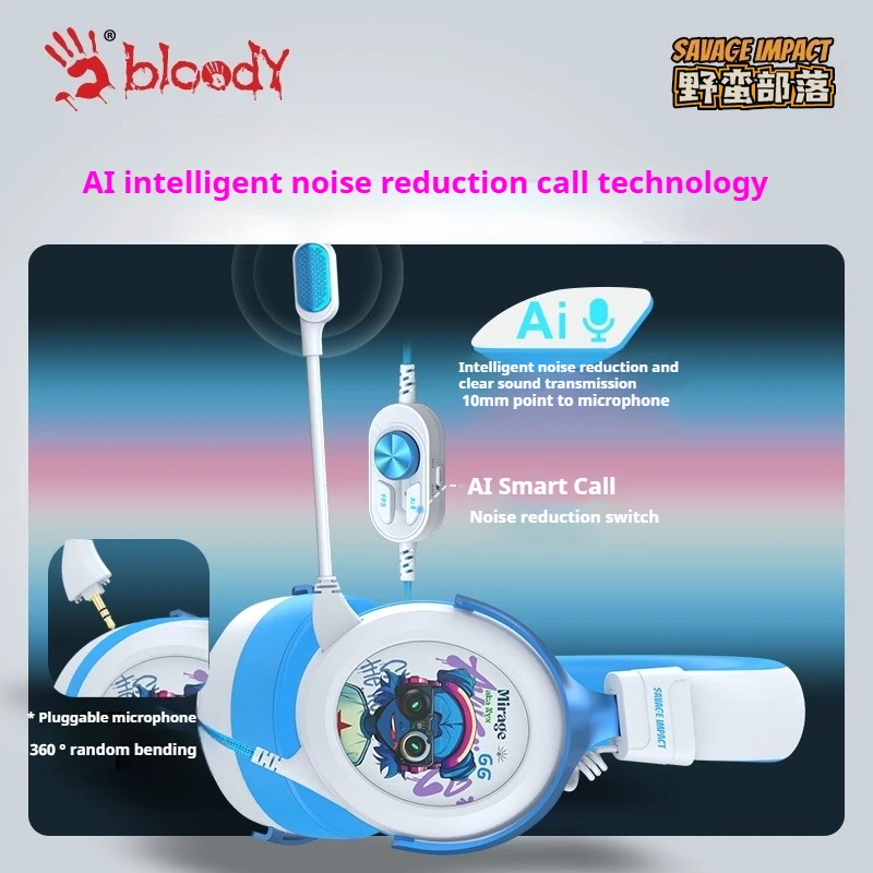 

A4Tech Bloody Savage Impact MR595 Pro 2.4GHz Wireless Headphones Four Modes Noise Reduction Ergonomic E-sports Gaming Headphones