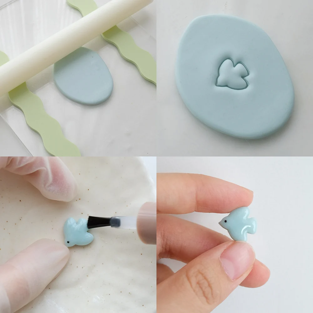 1 Stück Mini-Schmuckherstellungs-Set, Niedliche Ohrringe, Polymer-Ton-Ausstecher, Tulpen-/Schmetterlings-Töpferform, DIY-Knopf-Anhänger, Tonpresswerkzeuge – Detail 2