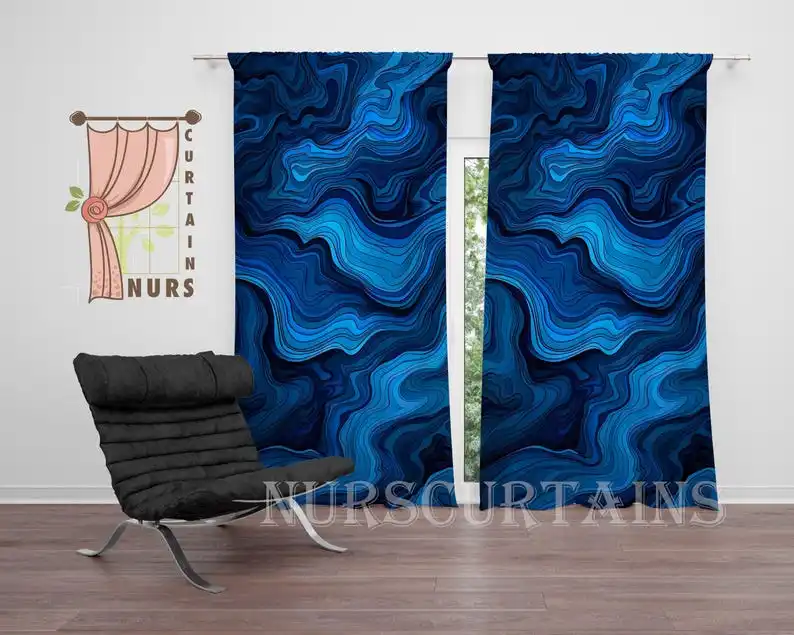 Topographic Line Art Blackout Curtain: Modern Abstract Decor