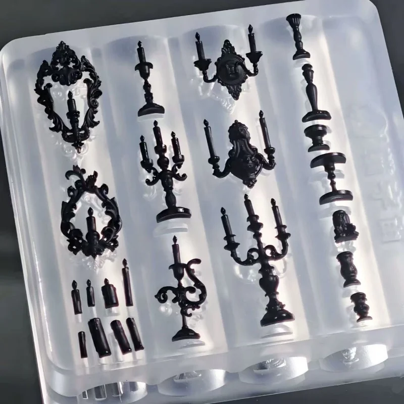 1 pc silicone molde da arte do prego estilo europeu retro padrões castiçal vela arte do prego decoração 3d diy transparente molde do prego