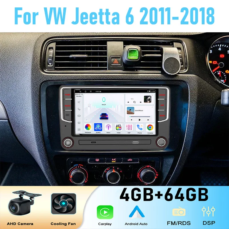 7 ''لشركة فولكس فاجن جيتا 2011-2018 راديو ستيريو بالسيارة اللاسلكية أبل Carplay GPS BT أندرويد 13 وحدة رئيس السيارات كاميرا واي فاي 6-128 جيجابايت