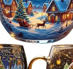 Christmas Mugs Stocking Stuffer Coffee Mug 300ml Festive Beverage Containers Holiday Drinking Glassware for Hot Cocoa Latte Cold